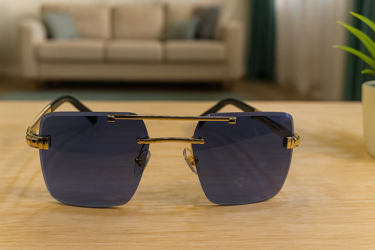 Meeran ROYAL sunglasses with blue lenses and a black/gold frame, featuring UV protection